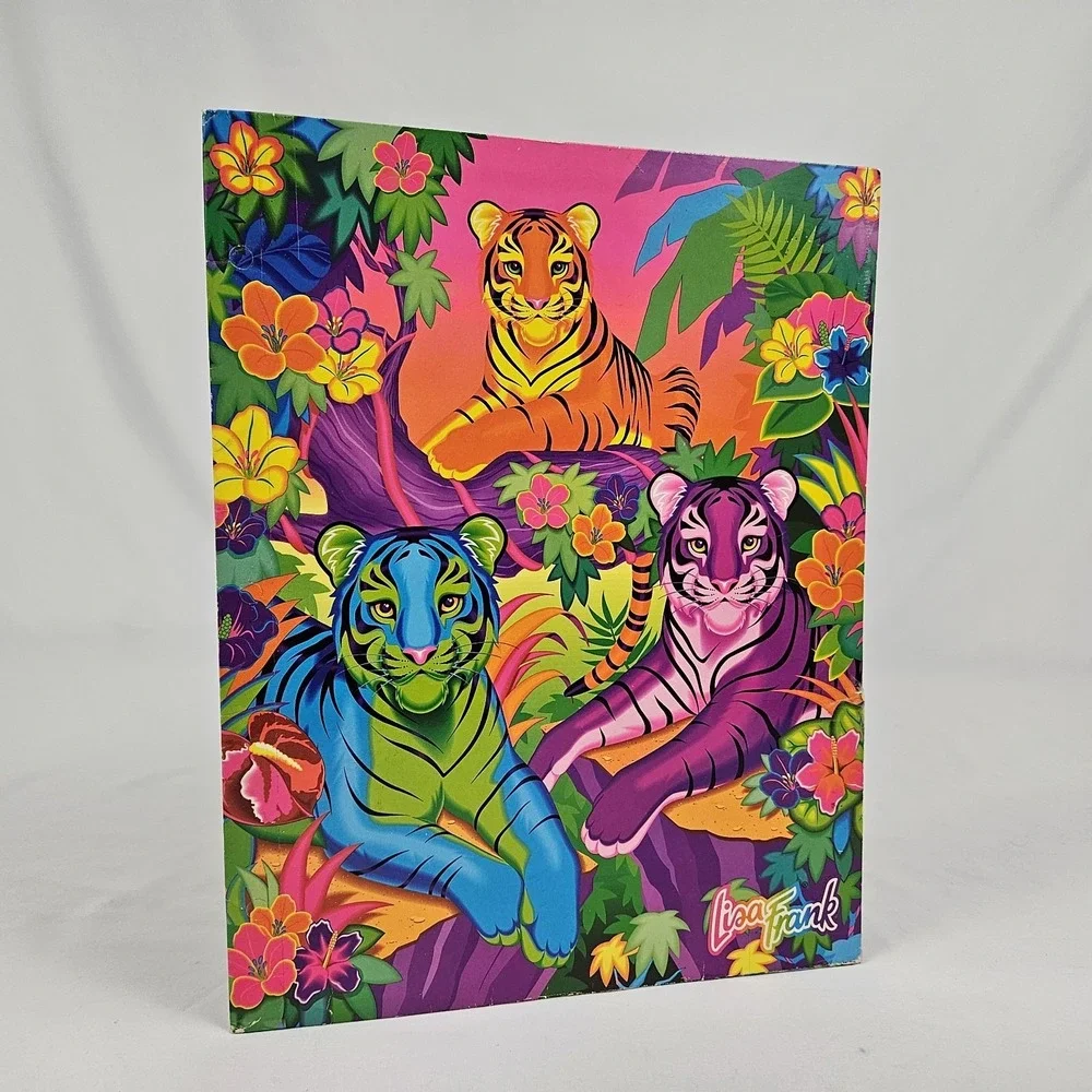 Vintage Lisa Frank Aloha Tigers 3 Ring Binder Folder Stuart Hall 90s